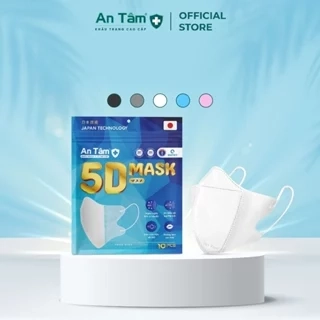 Khẩu trang y tế 5D 3 lớp Vải Không Dệt & Giấy Kháng Khuẩn Chính Hãng AN TÂM - Túi 10 cái
