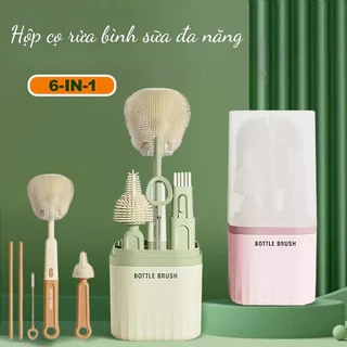 Hộp cọ rửa bình sữa KidAndMom bằng silicon gấp gọn tiện lợi khi mang theo 1 hộp với 6 chức năng dùng cho mọi loại bình