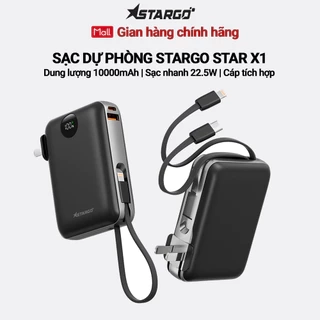 Sạc dự phòng 10000mAh Stargo Star X1 sạc nhanh 22.5W tích hợp cáp có sẵn