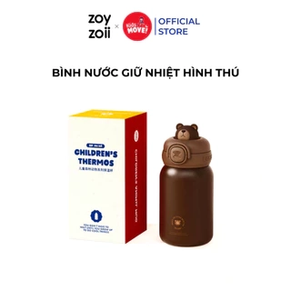 Bình nước giữ nhiệt Zoyzoii cho bé bằng inox 316 cao cấp, nắp chống rò nước an toàn, hình thú đáng yêu