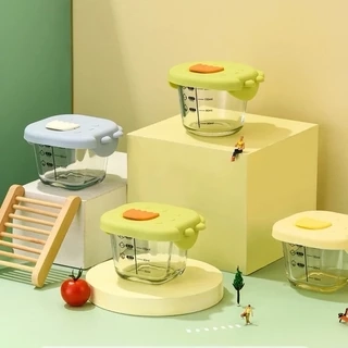 Hộp Trữ Đồ Ăn Dặm Thủy Tinh KidsWorld Hình Khủng Long, Gấu Hộp Trữ Đông, Trữ Thức Ăn Cho Bé Nắp Silicone