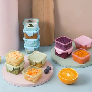 Set 4 Hộp trữ đông,khay trữ đông bằng nhựa Có nắp khoá 4 chiều,Bảo quản đồ ăn dặm cho bé chống rò rỉ