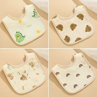 Yếm chống thấm chữ U Kidsworld vải muslin an toàn cho bé, Yếm cổ vuông muslin chống thấm cho bé