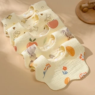 Yếm Tròn Hình Hoa Xô Muslin Siêu Mềm, Mịn Cho Bé Từ Sơ Sinh Đến Khi Ăn Dặm