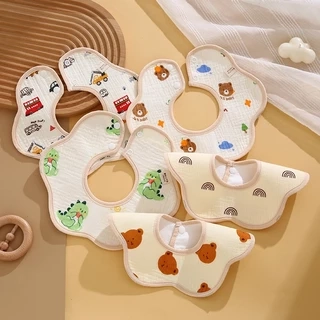 Yếm tròn xoay 360 Xô Muslin chống thấm nhiều họa tiết cho bé trai bé gái sơ sinh KT 22*24 cm