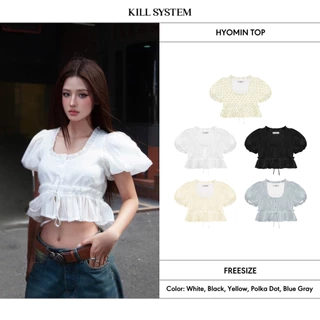 Áo babydoll tay phồng HYOMIN 2 tầng layer bèo bo chun eo - 𝐊𝐈𝐋𝐋 𝐒𝐘𝐒𝐓𝐄𝐌