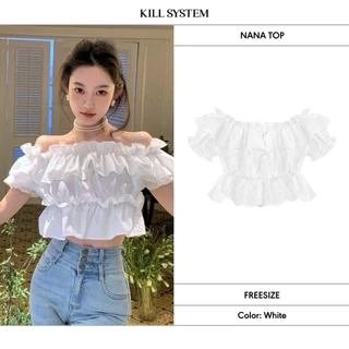 Áo croptop kiểu trễ vai bèo tầng NANA - 𝐊𝐈𝐋𝐋 𝐒𝐘𝐒𝐓𝐄𝐌