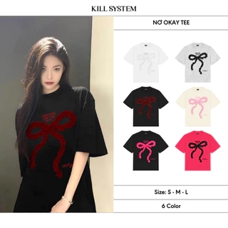 Áo thun Nơ OKAY Killsystem oversize hình nơ nổi may nhún chất cotton