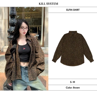 Áo sơ mi tay dài da beo ELFIN form rộng - 𝐊𝐈𝐋𝐋 𝐒𝐘𝐒𝐓𝐄𝐌
