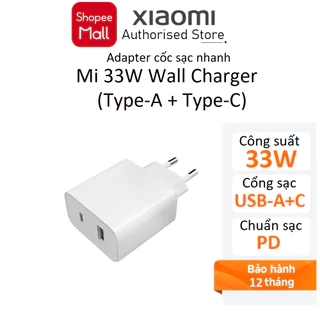 Cốc sạc nhanh Xiaomi 33W ( USB và Type-C ) EU Wall Charger BHR4996GL - Hàng chính hãng