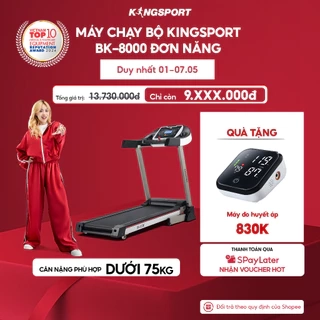 Máy chạy bộ KINGSPORT BK-8000 Pro đa năng, nâng dốc tự động 18%tốc độ tối đa 14km/h, kèm đai massage và thanh gập bụng
