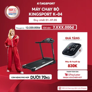 Máy chạy bộ KINGSPORT Plus K-04 đơn năng,thảm chạy rộng chống trơn, thiết kế nhỏ gọn