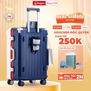 Vali khung nhôm cao cấp Kingsun KS-607 (Khay đựng nước+Móc treo đồ+Bánh xe giảm xóc), Bảo hành 5 năm