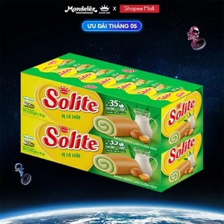Combo 2 Hộp Bánh Bông Lan Cuộn Kem Solite Vị Lá Dứa/ Bơ Sữa/ Dâu, Hộp 2X360G