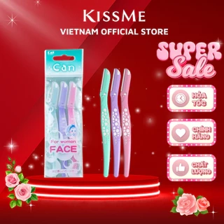 Set 3 Dao Cạo Lông Mặt Cán Dài Kai Razor Can For Women Lưỡi Dài có nắp nhựa bảo vệ