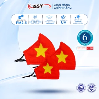 Khẩu Trang Kissy 3D Cờ Đỏ Sao Vàng - Tự Hào Việt Nam - Giao Chuẩn Mẫu, Chuẩn Size