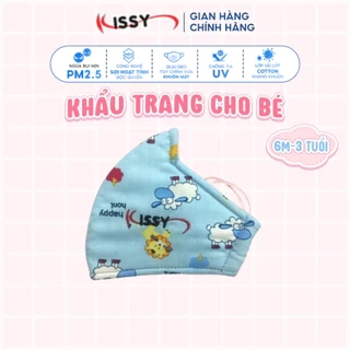 Khẩu Trang Kissy Cho Bé 6 Tháng - 3 Tuổi Hình Cừu Vải Cotton Kháng Khuẩn Ngăn Tia UV Chống Bụi Mịn S1-0004