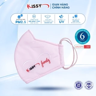 Khẩu Trang Kissy Gia Đình Trơn Đủ Size Vải Cotton Sợi Hoạt Tính Chống Tia UV Ngăn Bụi Mịn PM 2.5