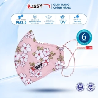 Khẩu Trang Vải Kissy Nữ Size M Hoa Đào Vải Cotton Sợi Hoạt Tính Chống Tia UV Ngăn Bụi Mịn PM 2.5 M0-0010