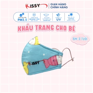 Khẩu Trang Vải Kissy Trẻ Em 6 tháng-3 Tuổi Cá Xanh Vải Cotton Kháng Khuẩn Ngăn UV Chống Bụi Mịn  S1-0019