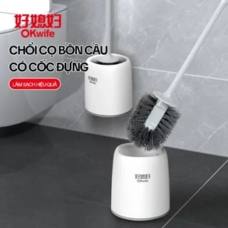 Chổi Cọ Bồn Cầu Có Cốc Đựng OKwife AGW-5749 - Cây Chà Bồn Cầu, Cọ Toilet Thông Minh, Bàn Chải Chà Bồn Cầu, Nhà Vệ Sinh