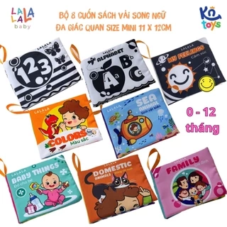 Bộ Combo 8 Cuốn Sách Vải Song Ngữ Đa Giác Quan Cho Bé Sơ Sinh Cỡ Nhỏ 11x12cm - Lalala Baby (0-12 tháng)