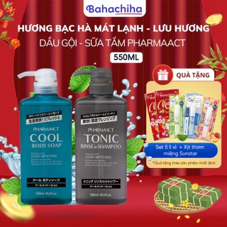 Bộ sản phẩm dầu gội, sữa tắm Pharmaact bạc hà mát lạnh sạch sâu sáng khoái nội địa Nhật Bản - Bahachiha