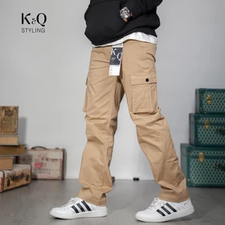 Quần cargo Nam kaki co giãn KQSTYLING form relaxed fit cotton mềm min premium xám nhạt