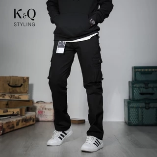 Quần kaki nam túi hộp ống đứng kiểu cargo KQSTYLING form relaxed fit cotton premium đen