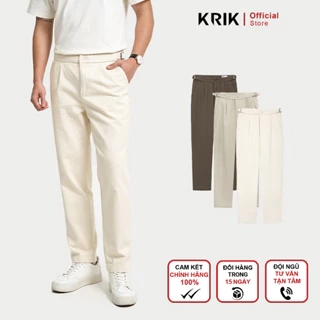 Quần Kaki Nam KRIK Form Baggy Thanh Lịch Tối Giản Thiết Kế Tăng Đơ Tùy Chỉnh Linh Hoạt QK6543