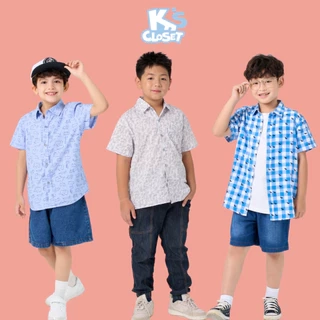 Áo Sơ Mi Cộc Tay K'S CLOSET Dành Cho Bé Trai Thiết Kế Cổ Đức, Họa Tiết Đáng Yêu OL10FOS/ KT121FOS