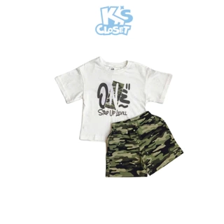 Bộ Quần Áo Cộc Tay K'S CLOSET Chất Liệu Cotton Cho Bé Trai và Bé Gái Từ 10-55kg (2-14 tuổi) E006FOS