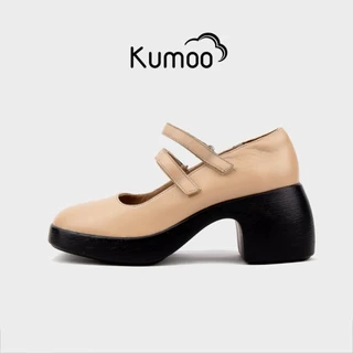 Giày Cao Gót Kumoo TATIANA HEELS g GCG-KUMO-013-B Màu Nude Dáng Mary Jane Chất Da Nappa Đế Vuông 7cm