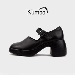 Giày Cao Gót Nữ Công Sở KUMOO MARRY BLOCK HEEL GCG-KUMO-014-A Màu Đen Đế 7cm Chất Da Nappa Cao Cấp