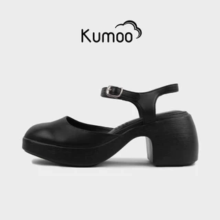 Giày Cao Gót Nữ KUMOO Annie Heel GCG-KUMO-020-A Màu Đen Dáng MaryJane Trẻ Trung Đế Vuông 7cm