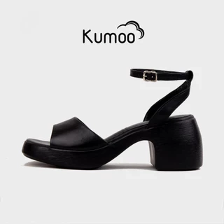 Sandal Cao Gót Nữ Kumoo JESSY SDCG-KUMO-009-A Màu Đen Da Cao Cấp Quai Ngang Đế Vuông 5cm
