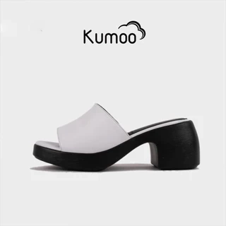 Sandal Cao Gót Nữ KUMOO Màu Kem SDCG-KUMO-011 Đế Vuông Lugsole 7cm Cao Trước 2cm Thời Trang Cá Tính