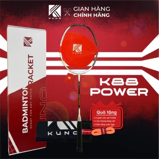 Vợt cầu lông Kuno K88 power, công thủ toàn diện, hướng công, lối chơi tấn công nhanh, phản tạt, 4U 82gram ,căng sẵn 11kg