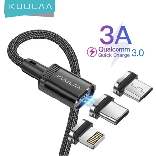 Kuulaa Cáp Từ Tính 3 Trong 1 Loại C USB C 3A Sạc Nhanh Cho Điện Thoại Thông Minh Cáp Micro Lightning Cho iPhone Android