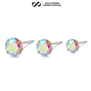 Khuyên tai bạc nữ KYDOPAL bông tai nụ đá nhiều size màu sắc cá tính trang sức bạc 925 cao cấp - PAL9B9K9