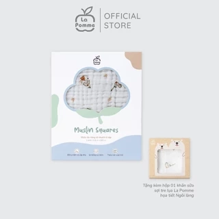 Khăn đa năng Xô Muslin 6 Lớp La Pomme họa tiết (100x100cm) - Trắng (Little House)