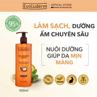 Gel tắm dưỡng dịu nhẹ cho da Evoluderm tinh chất Argan và Bơ Hạt Mỡ 500ml