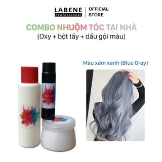 Combo nhuộm tóc tại nhà (tẩy+nhuộm+oxy) trong vòng 45 phút chuẩn màu - Xám bạc (Ash Silver) | LABENE