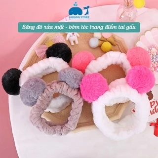 Băng đô tóc rửa mặt trang điểm Laboon, bờm tóc chất liệu vải nhung co giãn mềm mịn