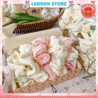 Dây buộc tóc scrunchies handmade chất vải Muslin LABOON dây cột tóc mềm mại co giãn