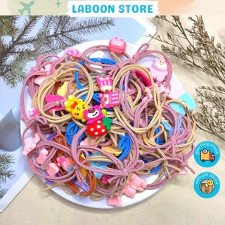Dây thun cột tóc Laboon đính charm sticker dễ thương dành cho bạn nữ