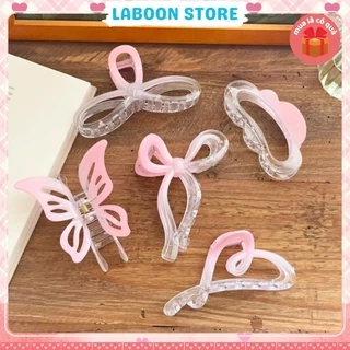 Kẹp tóc hồng băng giá LABOON accessories chất liệu acrylic trong suốt hồng pastel nhẹ nhàng nữ tính