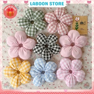 Scrunchies bông Hoa 5 cánh LABOON chần bông mịn bên trong đứng form tóc dây buộc tóc vải đủi phồng