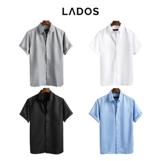 Áo Sơ Mi Trơn Vải Lụa Tay Ngắn Cho Nam LADOS - 8069