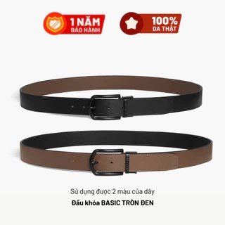 Thắt Lưng Da Thật Đầu Xoay LAGOM - Dây 2 màu Taiga Navy - Đen